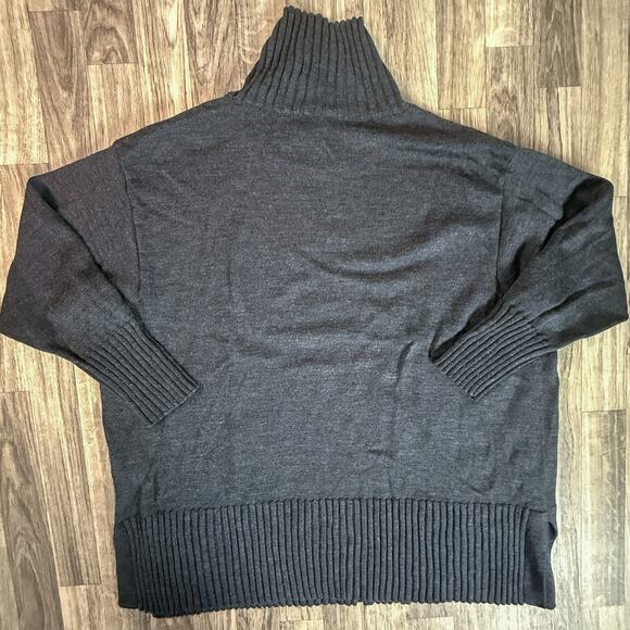 Eileen Fisher Black Ribbed Funnel Neck Sweater 1X Oversized Knit Pullover - Picture 1 of 4
